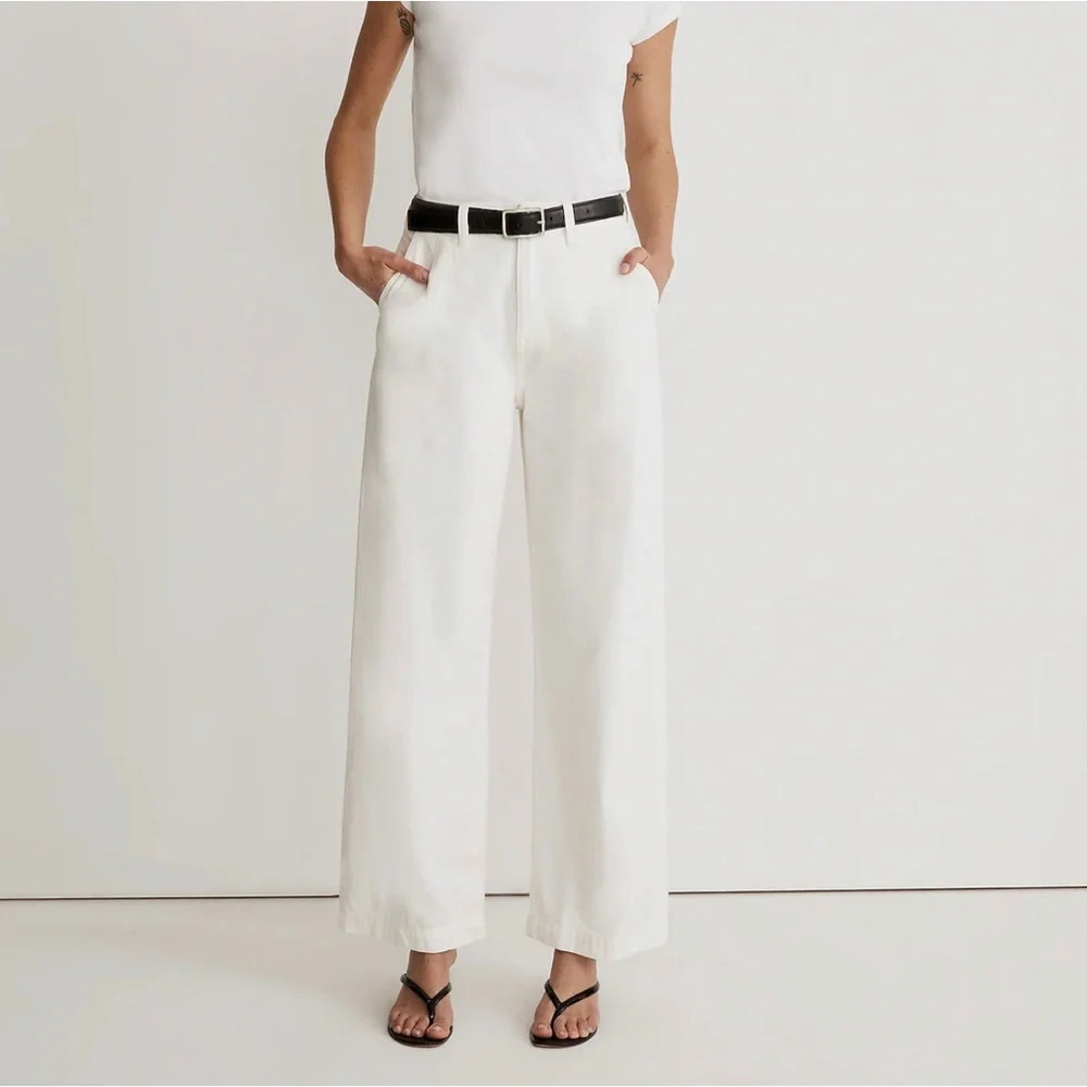 Madewell White The Harlow Wide Leg Denim Jeans Size 33 - Picture 2 of 7